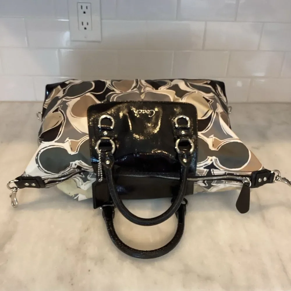 Coach Purse Handbag F17650 Multicolor Sateen Ashley Scarf Print Satchel Bag